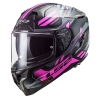 LS2 CHALLENGER SPIN SYAH-TITANIUM-PEMBE KASK